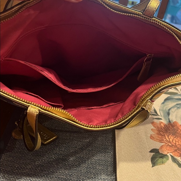 Coach Colorful Graphic Tote with Gold Trim - Picture 4 of 5